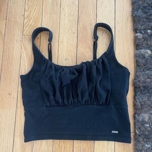 Black Hollister Ruched Crop Top